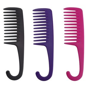 Wide Tooth Detangling Comb with Hook Handle Black UK