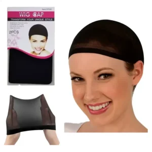 Black Wig Cap 2 pack breathable stretchy comfortable UK